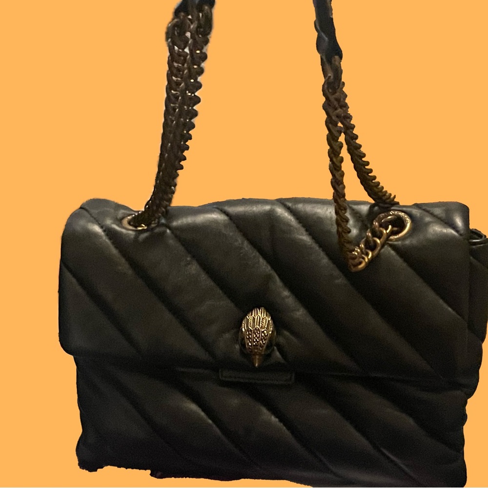 Luxurious Kurt Geiger Large Kensin Black Quilted Shoulder Bag with Chain Straps